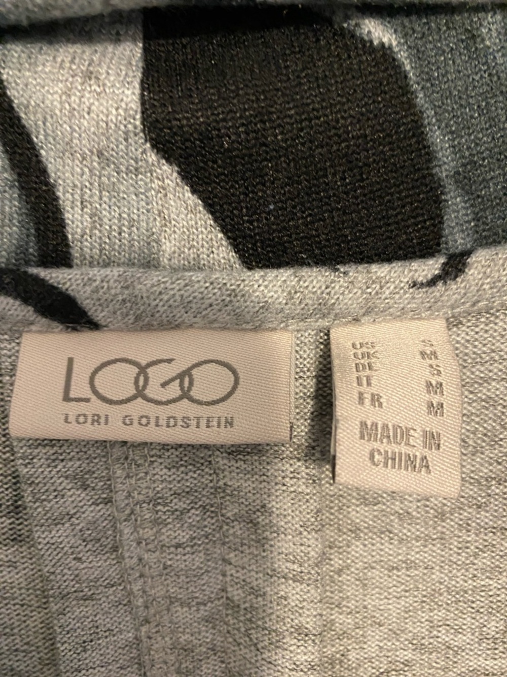 LOGO by Lori Goldstein Gray and Black Abstract Knit Top, no sign of wear - Picture 2 of 8